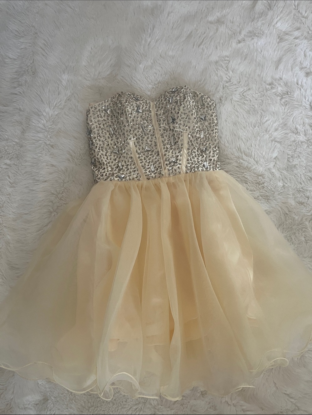 Girls' Sparkle Sequin Bodice Champagne Tulle Party Dress